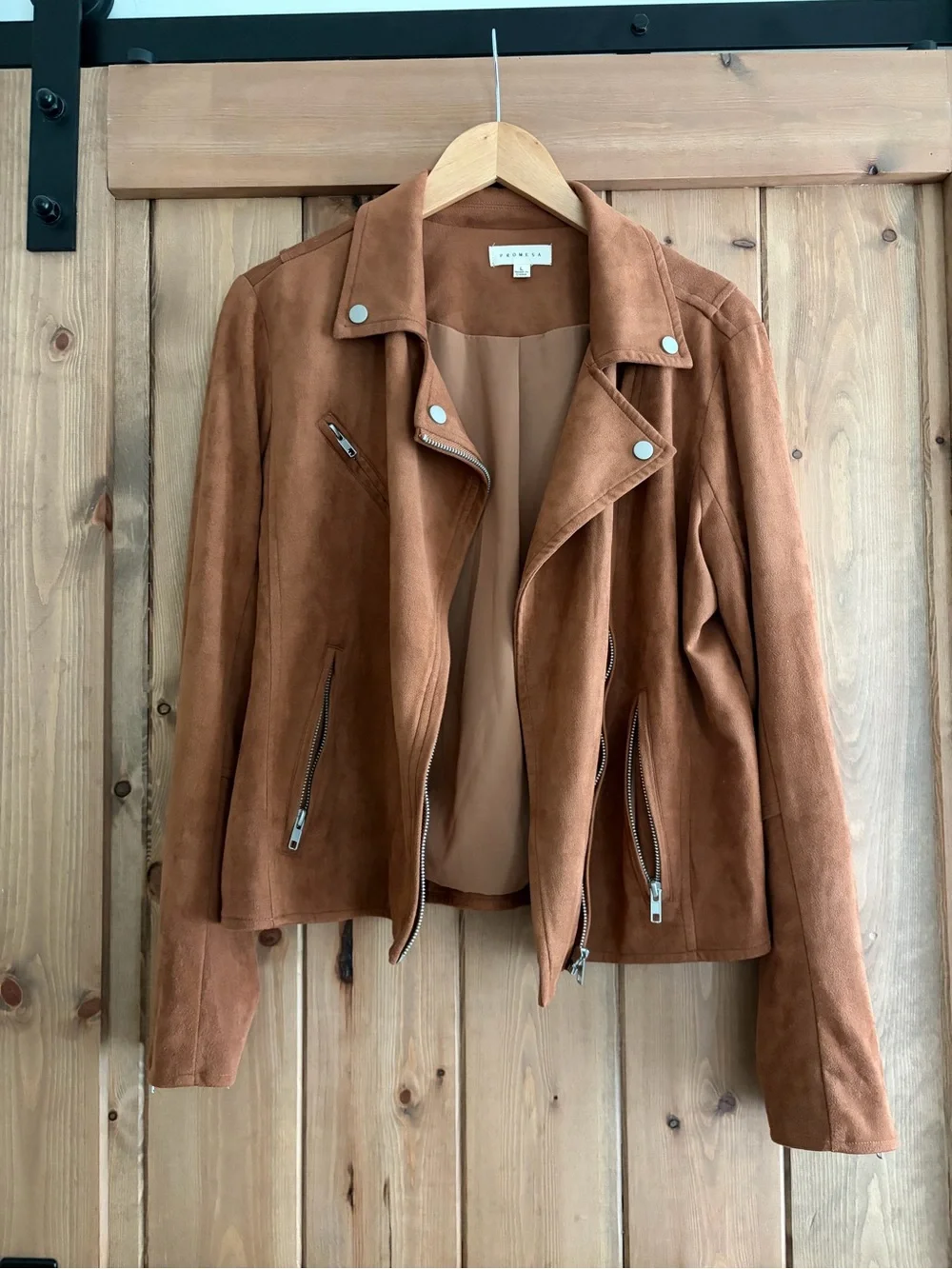 Promesa Suede Moto Jacket in Camel - Picture 1 of 4
